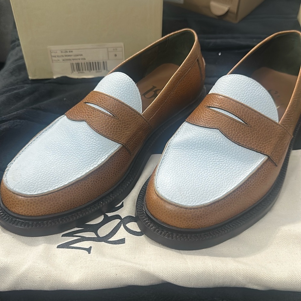 Blackstone & Webber Ellis Penny Loafers Acorn/White SZ: 9